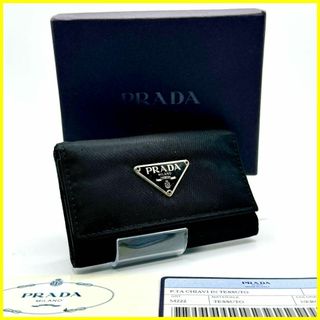 プラダ(PRADA)の【美品】PRADA プラダ 6連キーケース 三角ロゴ ナイロン レザー ブラック(キーケース)