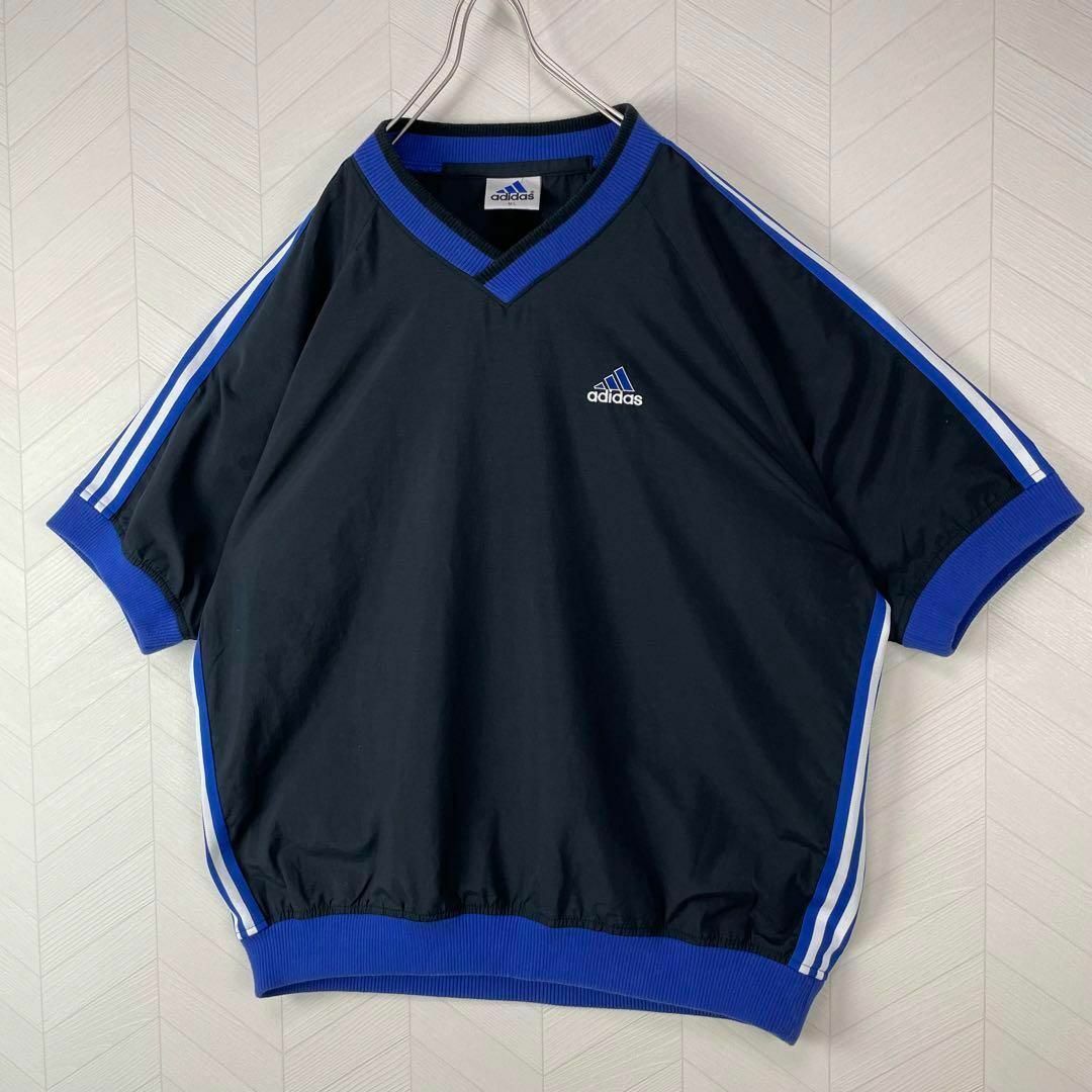 入手困難 90s アディダス ナイロン プルオーバー 半袖 刺繍ロゴ ゆるだぼ