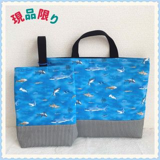 レッスンバッグ 上履き入れ 《水族館　魚　生き物　ジンベイザメ　ブルー》男の子(バッグ/レッスンバッグ)