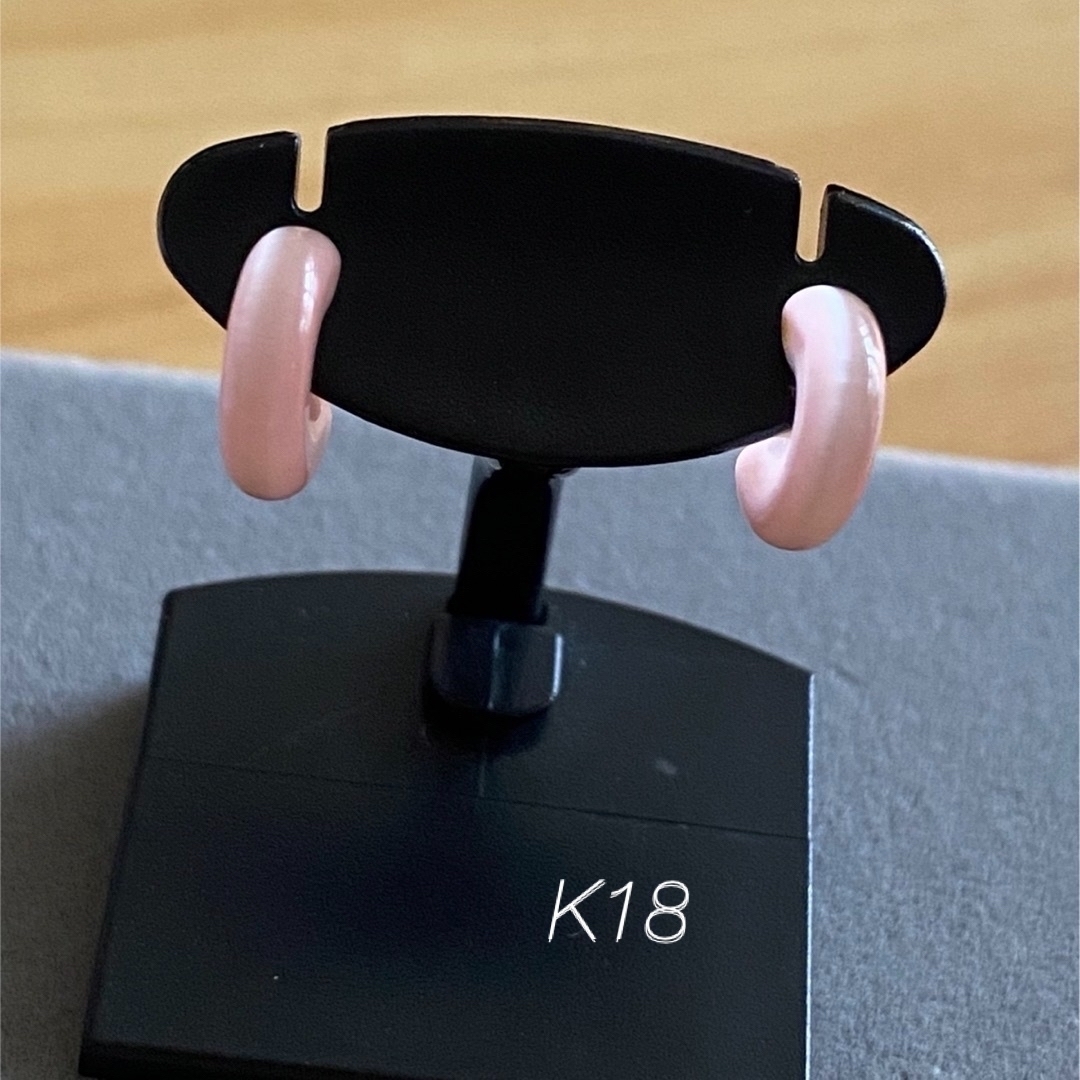 K18YG    ピンクストーン　スタッドピアス レディースのアクセサリー(ピアス)の商品写真