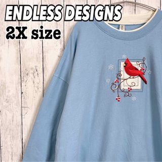 ENDLESS DESIGNS スウェット 鳥 刺繍 オーバーサイズ 海外古着(スウェット)