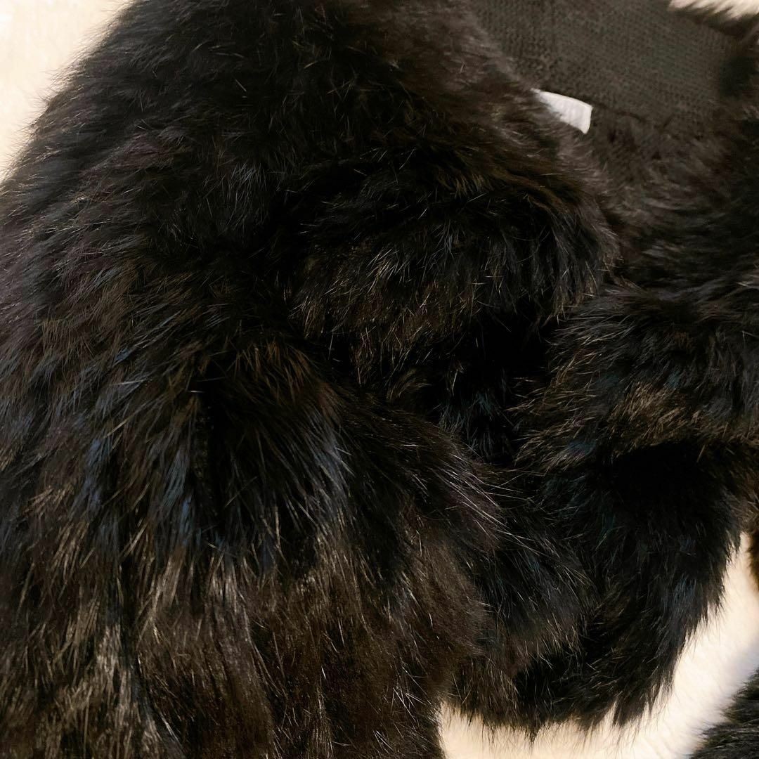 プリマアトリーチェ ファー コート Mブラック リアル ラビット レディースのジャケット/アウター(毛皮/ファーコート)の商品写真