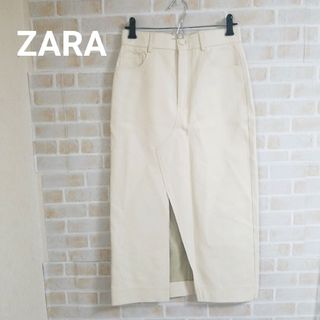 ザラ(ZARA)のZARA スリットフェイクレザースカート(ロングスカート)