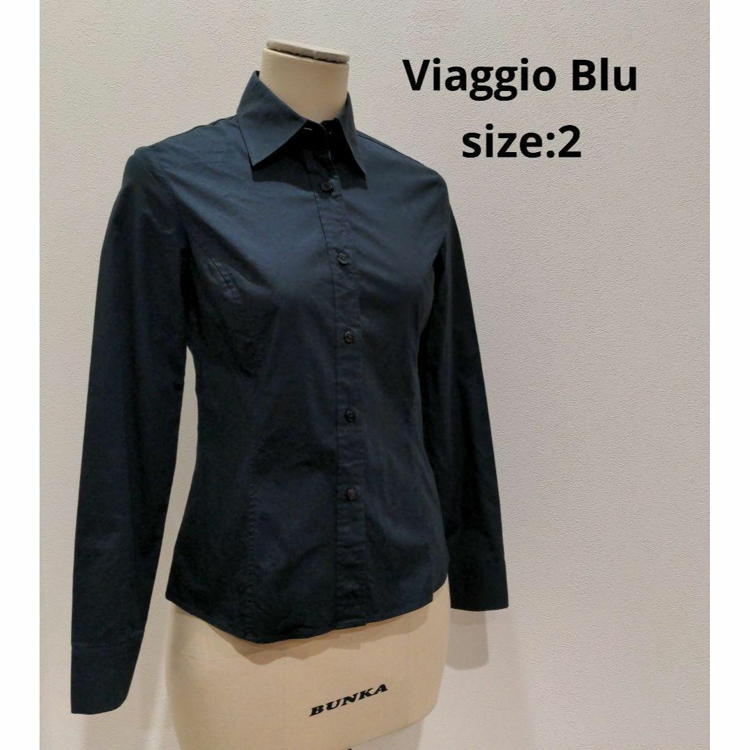 VIAGGIO BLU(ビアッジョブルー)のViaggio Blu ビアッジョブルー ブラック 長袖シャツ レディース 2 レディースのトップス(シャツ/ブラウス(長袖/七分))の商品写真