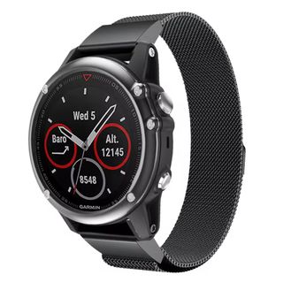 Garmin用 ステンレス製バンド(22mm、ブラック、ガーミン)(金属ベルト)