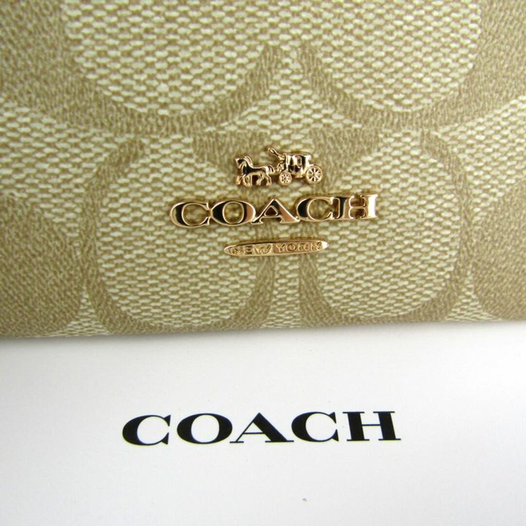 COACH(コーチ)のコーチ ミニスキニー IDケース 未使用 シグネチャー カード/コインケース 財布 ブランド レディース ベージュ COACH レディースのファッション小物(コインケース)の商品写真