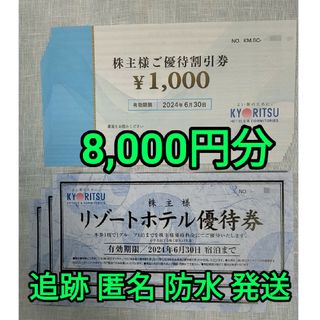 キャラシール 共立メンテナンス 株主優待割引券 8000円分 ドーミーイン(その他)