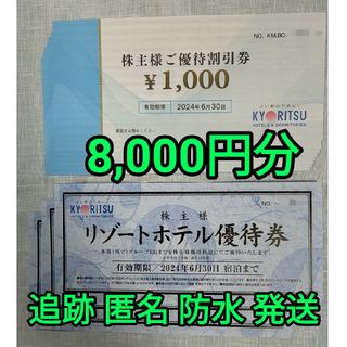 キャラシール 共立メンテナンス 株主優待割引券 8000円分 ドーミーイン(その他)