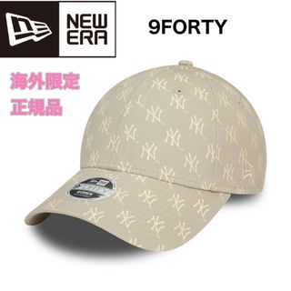 ニューエラー(NEW ERA)のニューエラ 9FORTY キャップ 帽子 レディース NY ベージュ 総柄(キャップ)