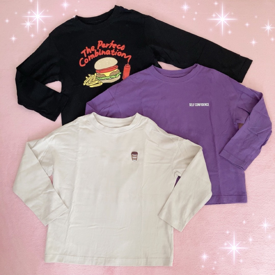 GU(ジーユー)の☆GU KIDS☆ロンＴ長袖Tシャツ３点セット☆130サイズ☆男の子☆ キッズ/ベビー/マタニティのキッズ服男の子用(90cm~)(Tシャツ/カットソー)の商品写真