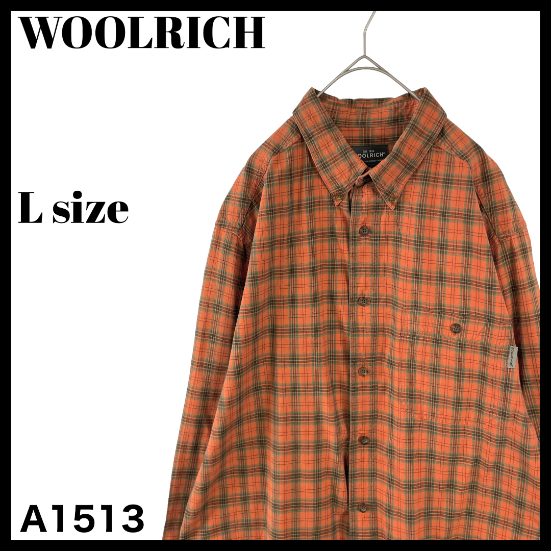 WOOLRICH(ウールリッチ)のUSA古着 ウールリッチ チェック 長袖シャツ オレンジ US/L ロゴタグ メンズのトップス(シャツ)の商品写真