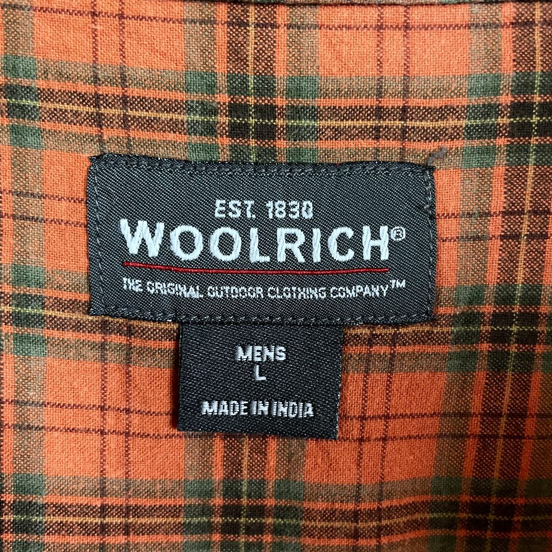 WOOLRICH(ウールリッチ)のUSA古着 ウールリッチ チェック 長袖シャツ オレンジ US/L ロゴタグ メンズのトップス(シャツ)の商品写真