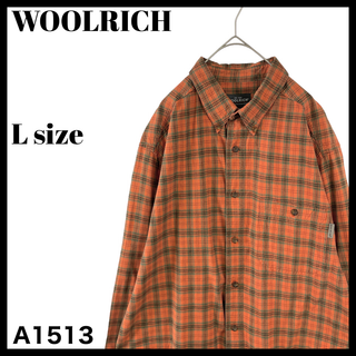 ウールリッチ(WOOLRICH)のUSA古着 ウールリッチ チェック 長袖シャツ オレンジ US/L ロゴタグ(シャツ)