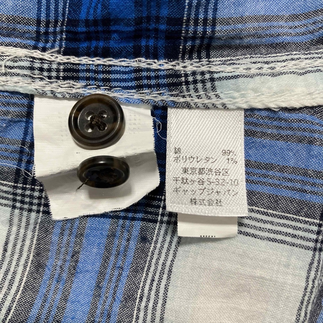 GAP(ギャップ)の美品　GAP xs 青色チェック 長袖シャツ レディースのトップス(シャツ/ブラウス(長袖/七分))の商品写真