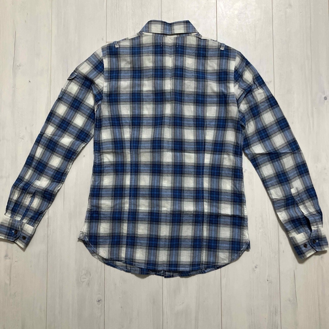 GAP(ギャップ)の美品　GAP xs 青色チェック 長袖シャツ レディースのトップス(シャツ/ブラウス(長袖/七分))の商品写真