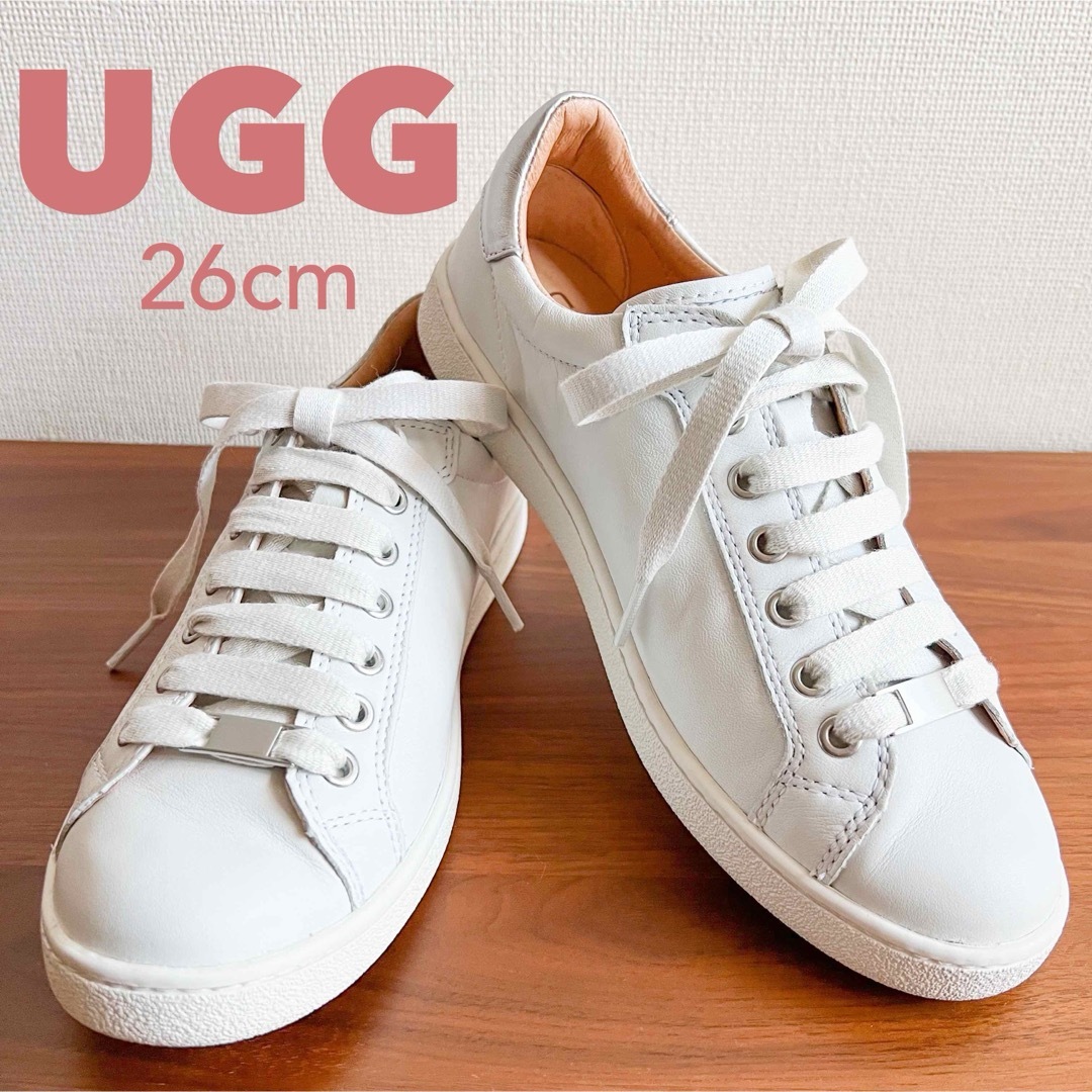 UGG【15分ほど着用】26cm(40) マイロ 白レザー シルバー | フリマアプリ ラクマ