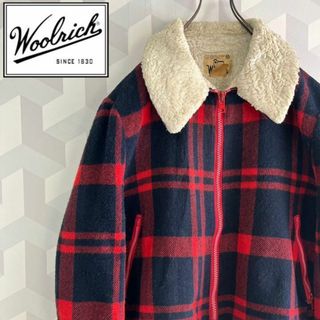 ウールリッチ(WOOLRICH)の【70sヴィンテージ ウールリッチ】L相当バッファローチェックボアブルゾン黒赤.(ブルゾン)