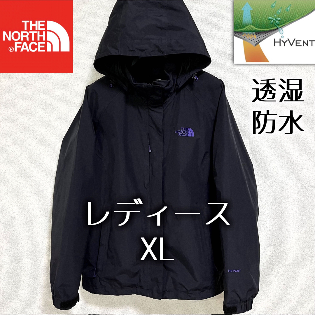 THE NORTH FACE(ザノースフェイス)の美品人気 ノースフェイス マウンテンパーカー フード着脱可 レディースXL 黒 レディースのジャケット/アウター(ナイロンジャケット)の商品写真