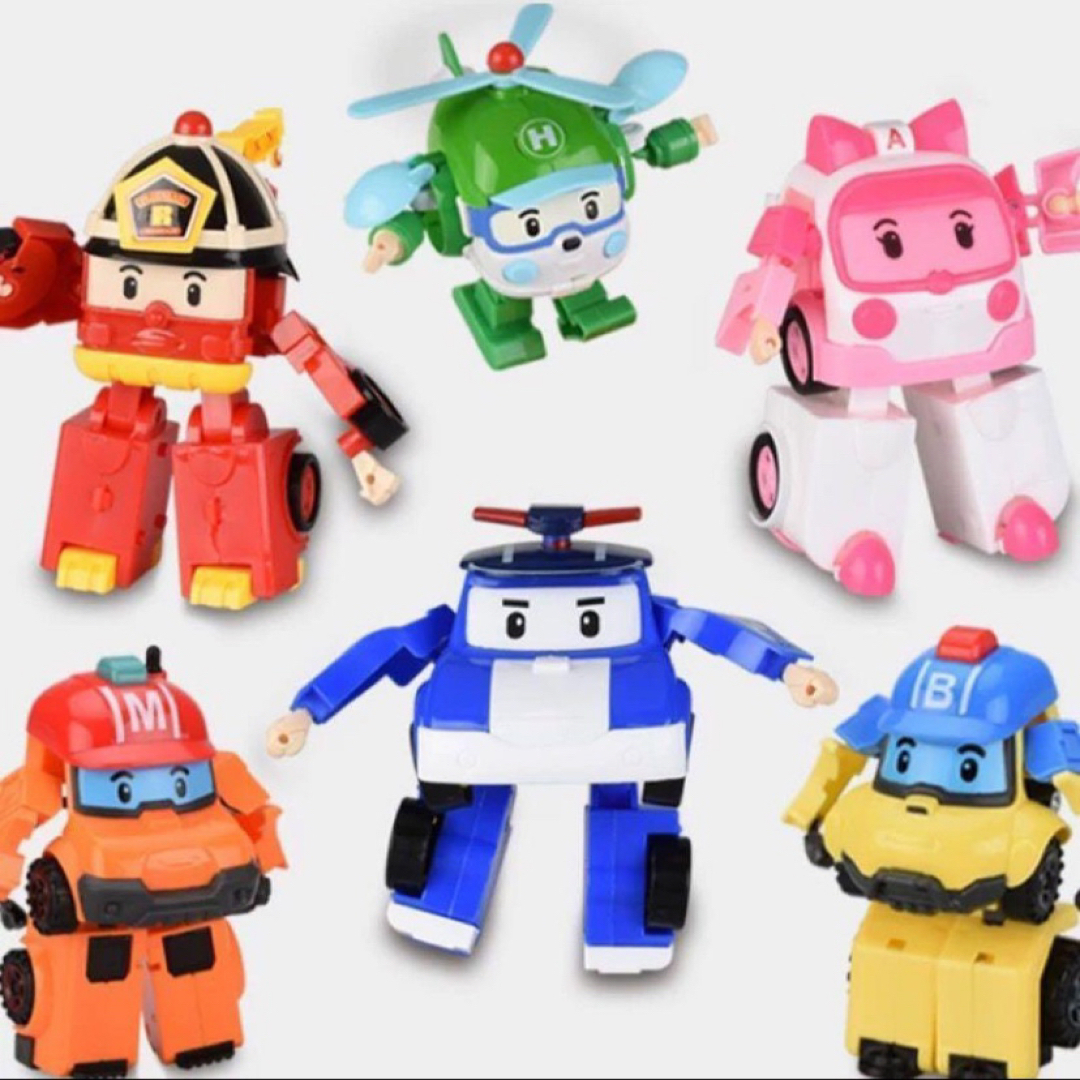 ロボカーポリー  変身変形ロボット 6台セット ミニカー 玩具 クリスマス 冬 エンタメ/ホビーのおもちゃ/ぬいぐるみ(ミニカー)の商品写真