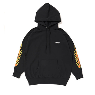 CHALLENGER/FLAMES HOODIE（BLACK）(パーカー)