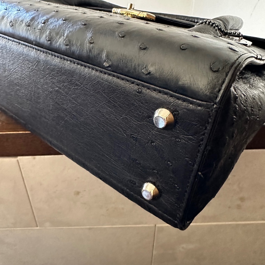 JRA オーストリッチ ハンドバッグ 黒 ブラック フォーマルバッグ レディースのバッグ(ショルダーバッグ)の商品写真