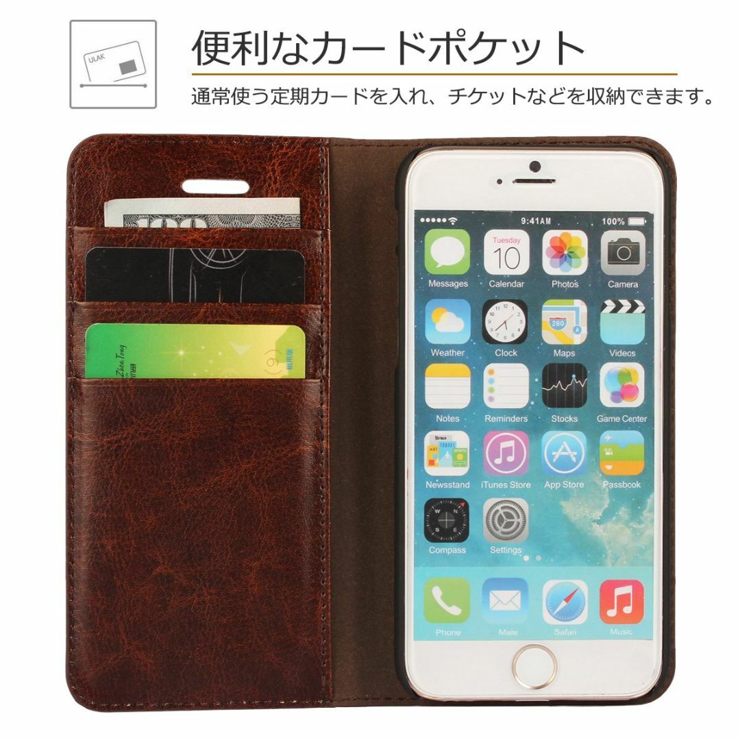 iphone 8 Plus ケース カバー 手帳型 本革 レザー 財布型 カード スマホ/家電/カメラのスマホアクセサリー(その他)の商品写真