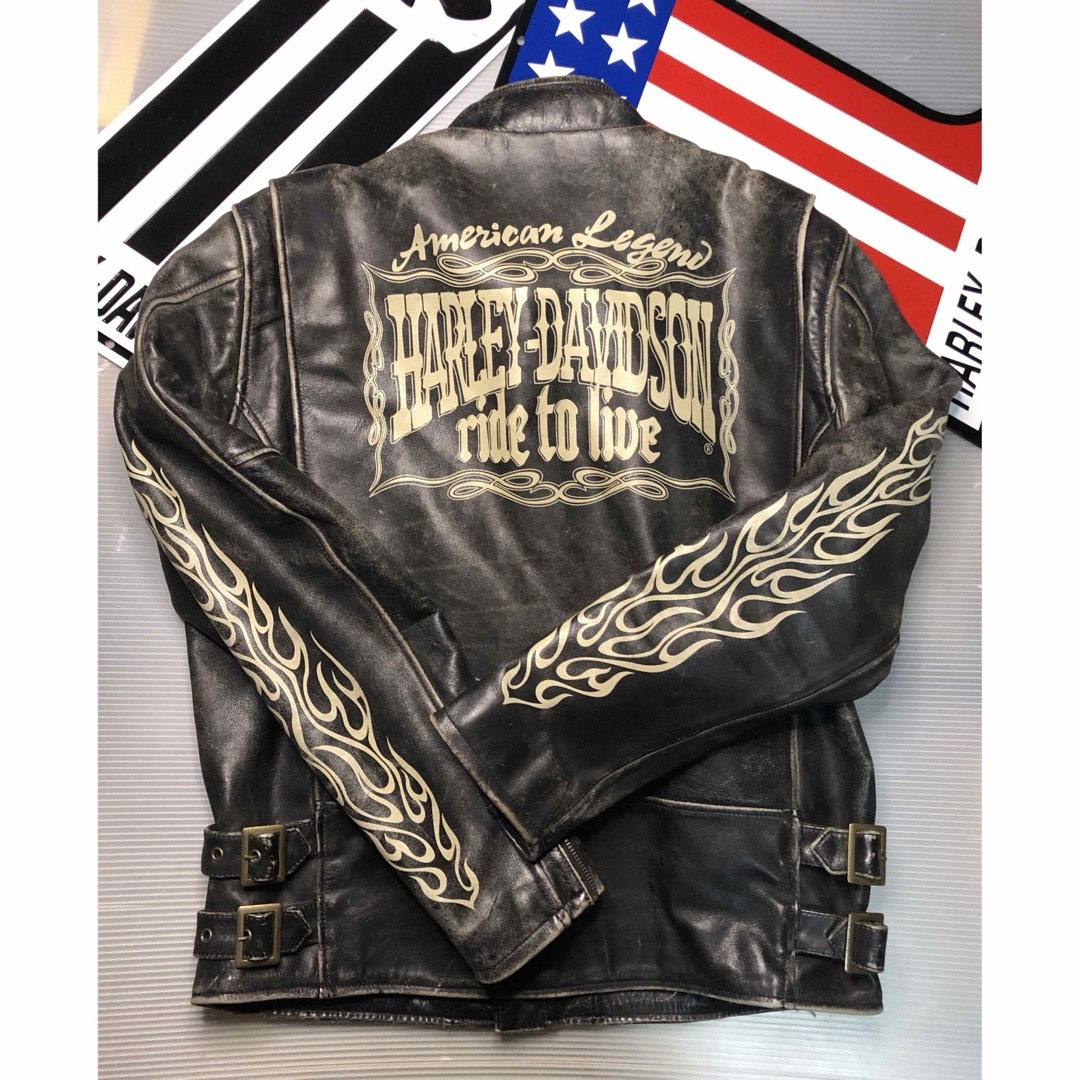 Harley Davidson(ハーレーダビッドソン)の【超レアな稀少モデル！】ハーレーダビットソン　本革ジャケット・両袖バックプリント メンズのジャケット/アウター(レザージャケット)の商品写真
