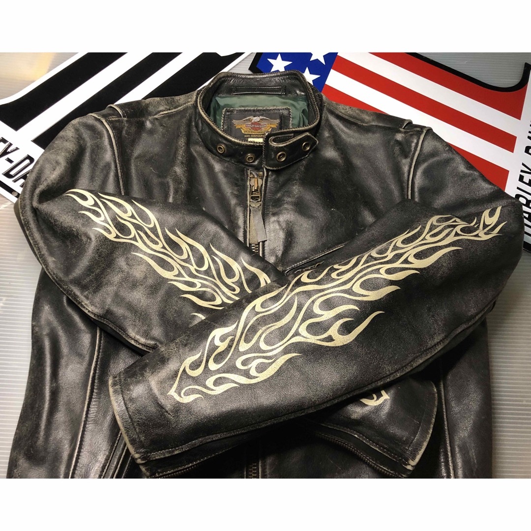 Harley Davidson(ハーレーダビッドソン)の【超レアな稀少モデル！】ハーレーダビットソン　本革ジャケット・両袖バックプリント メンズのジャケット/アウター(レザージャケット)の商品写真