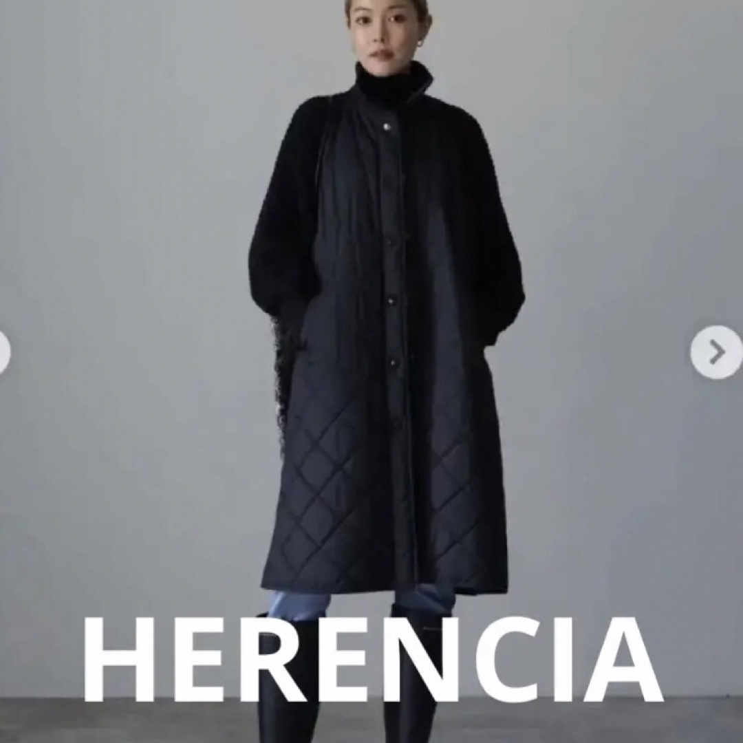 HERENCIA(ヘレンチア)の今季 HERENCIA ドッキングコート ブラック ヘレンチア レディースのジャケット/アウター(ロングコート)の商品写真