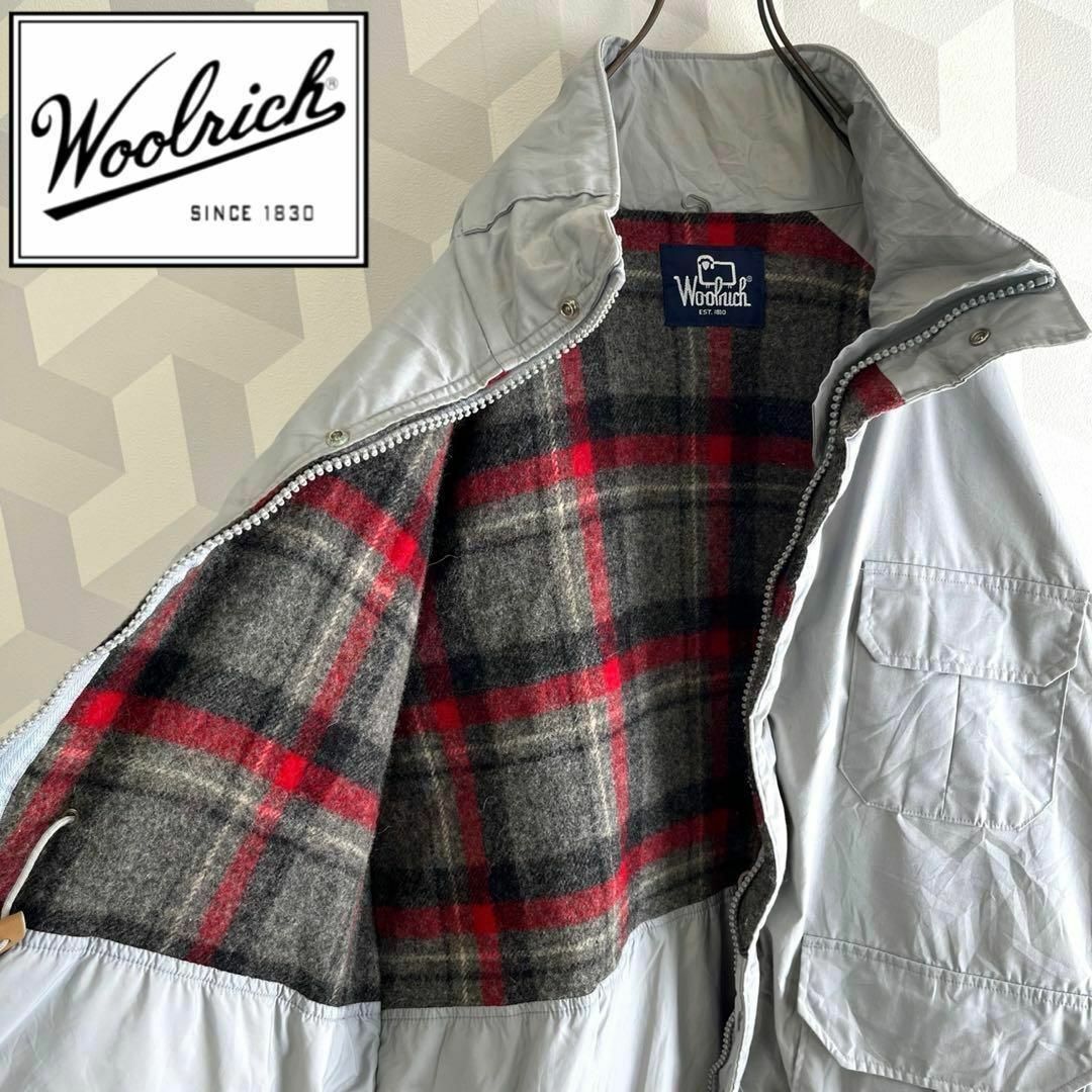 WOOLRICH(ウールリッチ)の【90s ウールリッチ 】XL相当 シルバーグレー ブランケット ジャケット. メンズのジャケット/アウター(マウンテンパーカー)の商品写真