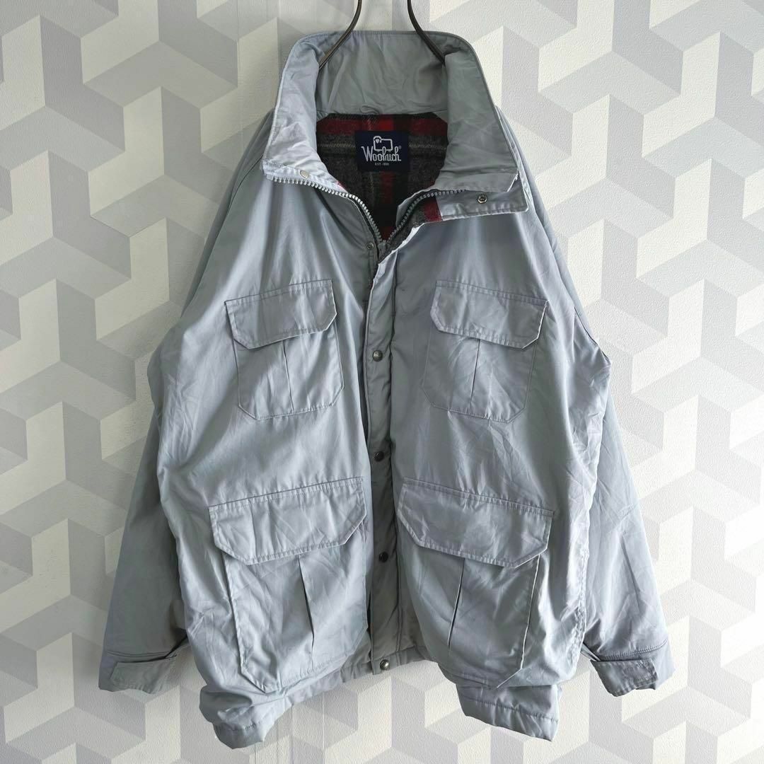 WOOLRICH(ウールリッチ)の【90s ウールリッチ 】XL相当 シルバーグレー ブランケット ジャケット. メンズのジャケット/アウター(マウンテンパーカー)の商品写真