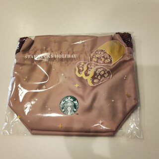 スターバックス(Starbucks)のスタバ シュトーレン 巾着 未使用 くすみピンク(ポーチ)