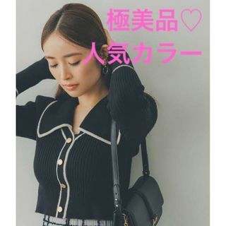 スナイデル(SNIDEL)のSNIDEL♡極美品♡ビッグカラークロップドニットプルオーバー BLK(ニット/セーター)