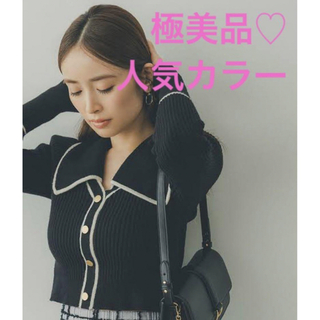 スナイデル(SNIDEL)のSNIDEL♡極美品♡ビッグカラークロップドニットプルオーバー BLK(ニット/セーター)