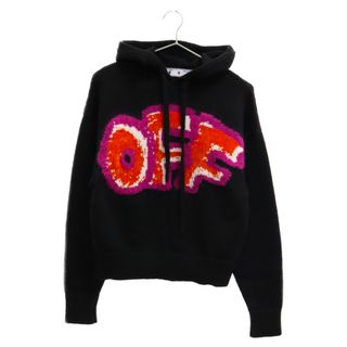 オフホワイト(OFF-WHITE)のOFF-WHITE オフホワイト 20AW ロゴ インターシャ ウール ニット フーディ 長袖 パーカー ブラック OWHE046F20KNI001(パーカー)