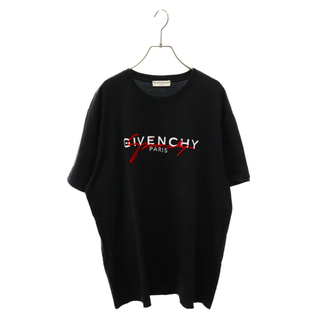 GIVENCHY ジバンシィ SIGNATURE PRINT シグネチャー ロゴ刺繍 半袖Tシャツ カットソー ブラック BM70UK3002615センチ肩幅