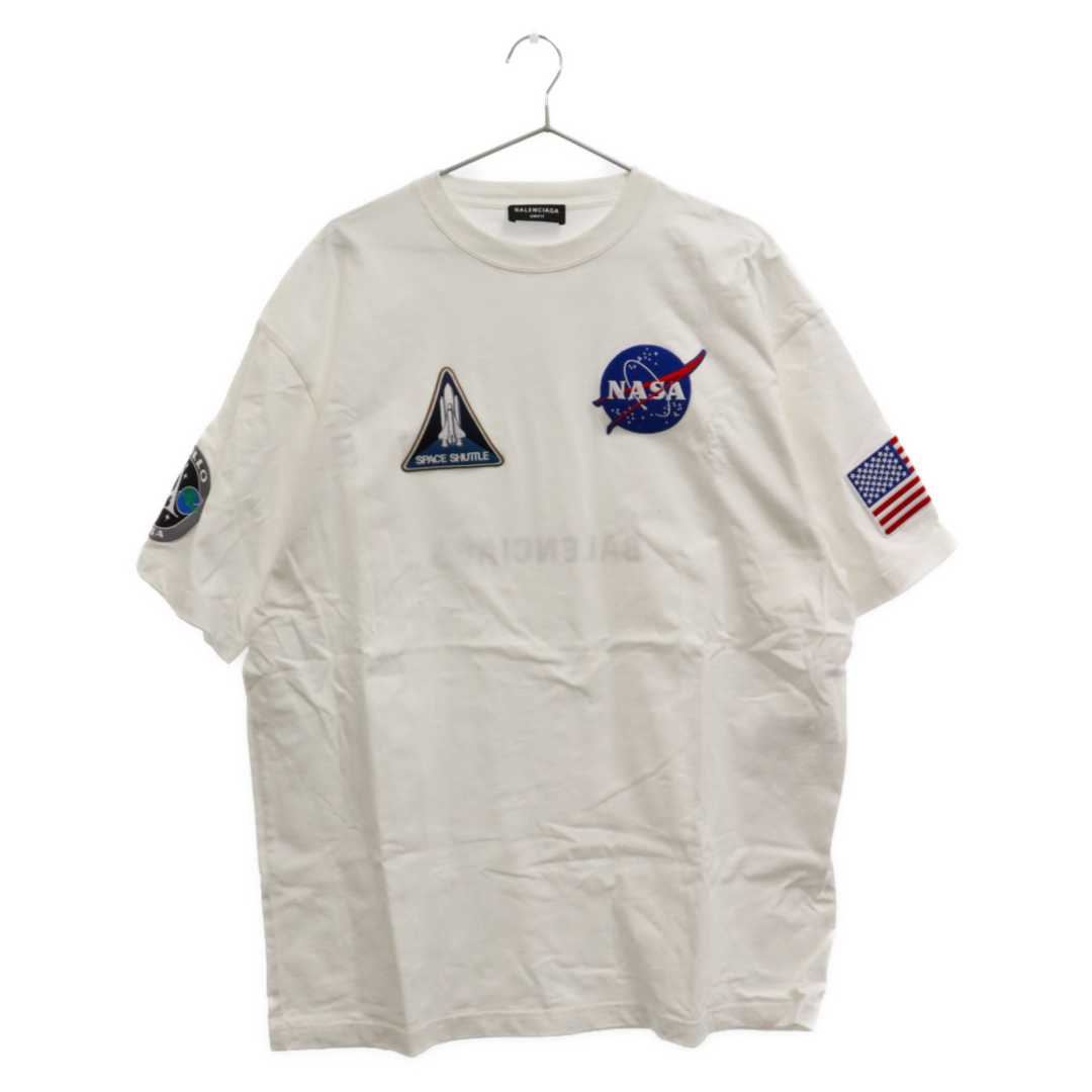 BALENCIAGA バレンシアガ 21AW NASA SPACE ナサ スペース パッチ 半袖Tシャツ カットソー ホワイト 651795 TKVD7799センチ身幅