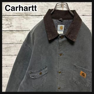 カーハート(carhartt)の1023【最高の使用感！】カーハート☆革ロゴ 襟コーデュロイ　カバーオール(ブルゾン)