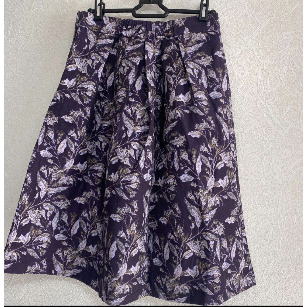 INDEX(インデックス)の美品！index ジャガードスカート  パープル　紫　Lサイズ レディースのスカート(ひざ丈スカート)の商品写真
