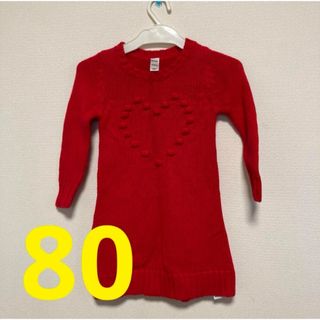 Old Navy - 80 オールドネイビー　赤ニットワンピース