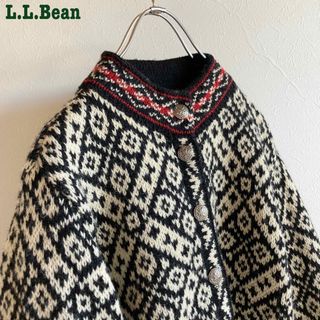 エルエルビーン(L.L.Bean)のUSA ビンテージ エルエルビーン コンチョ釦 フェアアイル ニットカーディガン(ニット/セーター)