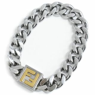 フェンディ(FENDI)の本物 フェンディ FENDI ロゴ チェーン ブレスレット バングル メタル GP ゴールドメッキ シルバー金具 アクセサリー ジュエリー 中古(ブレスレット/バングル)