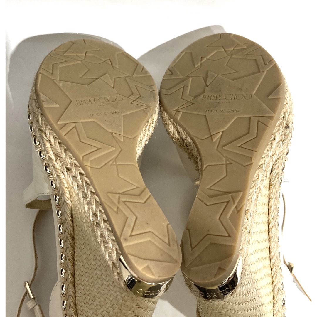 JIMMY CHOO(ジミーチュウ)のジミーチュウ JIMMY CHOO ホワイトレザー ウエッジサンダル 21cm レディースの靴/シューズ(サンダル)の商品写真