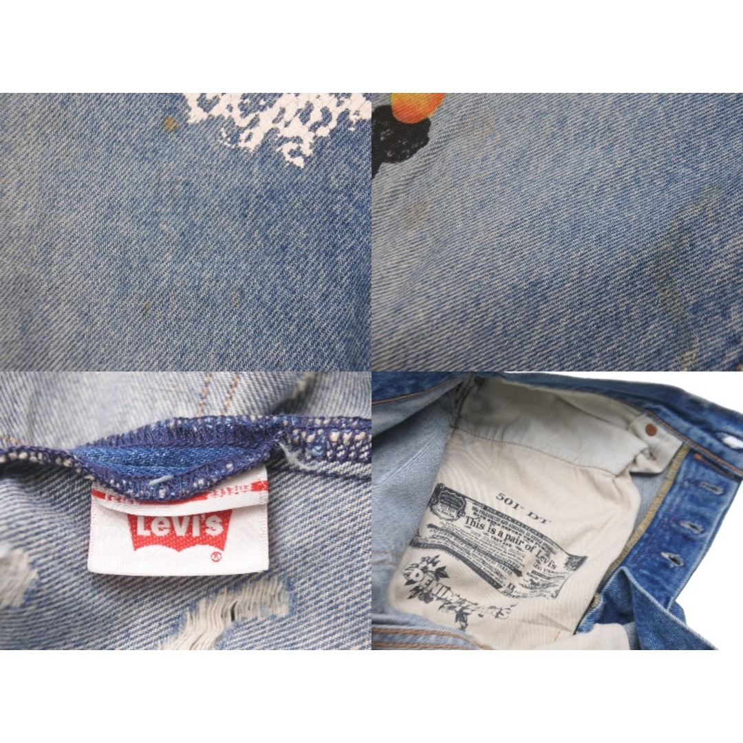 DENIM TEARS × VIRGIL ABLOH デニムティアーズ ヴァージル メッセージ プリント デニムパンツ 501 W32 L32 美品 中古 57678 レディースのパンツ(デニム/ジーンズ)の商品写真