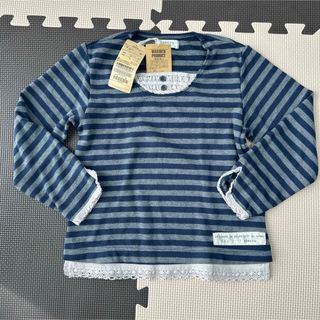 フーセンウサギ(Fusen-Usagi)の新品　enecru アンエクリュ　グレーと紺色のボーダーカットソー　120㎝(Tシャツ/カットソー)