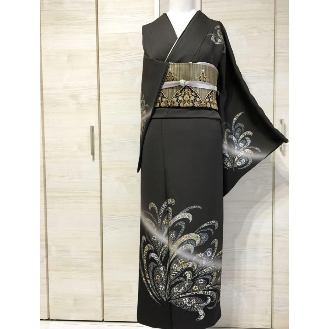 黒留袖専用 金銀彩友禅の訪問着 正絹 トールサイズ 逸品‼️ - 着物