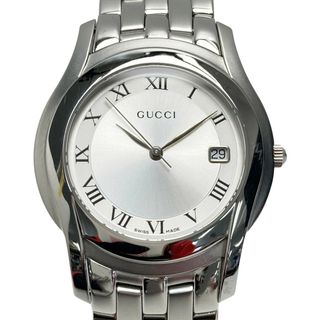 グッチ(Gucci)の☆☆GUCCI グッチ デイト ステンレススチール 5500M シルバー文字盤 クォーツ メンズ 腕時計(腕時計(アナログ))