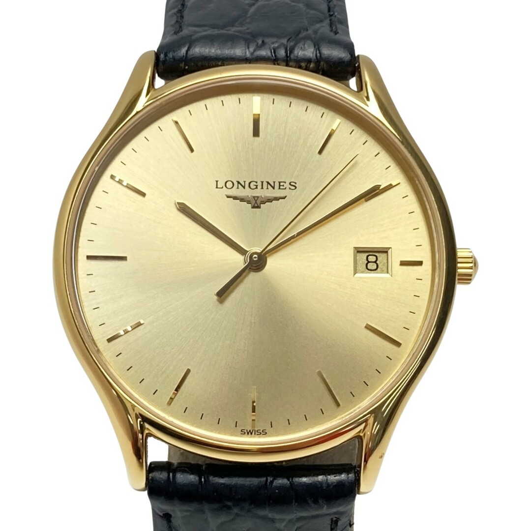 時計☆☆LONGINES ロンジン リール デイト L4.759.2 ゴールド文字盤 クォーツ メンズ 腕時計 Lyre