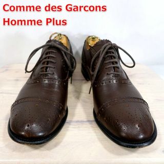 36センチワイズCOMME des GARCONS HOMME PLUS コムデギャルソンオムプリュス 15SS ポインテッドトゥ レースアップレザードレスシューズ とんがりシューズ ブラック