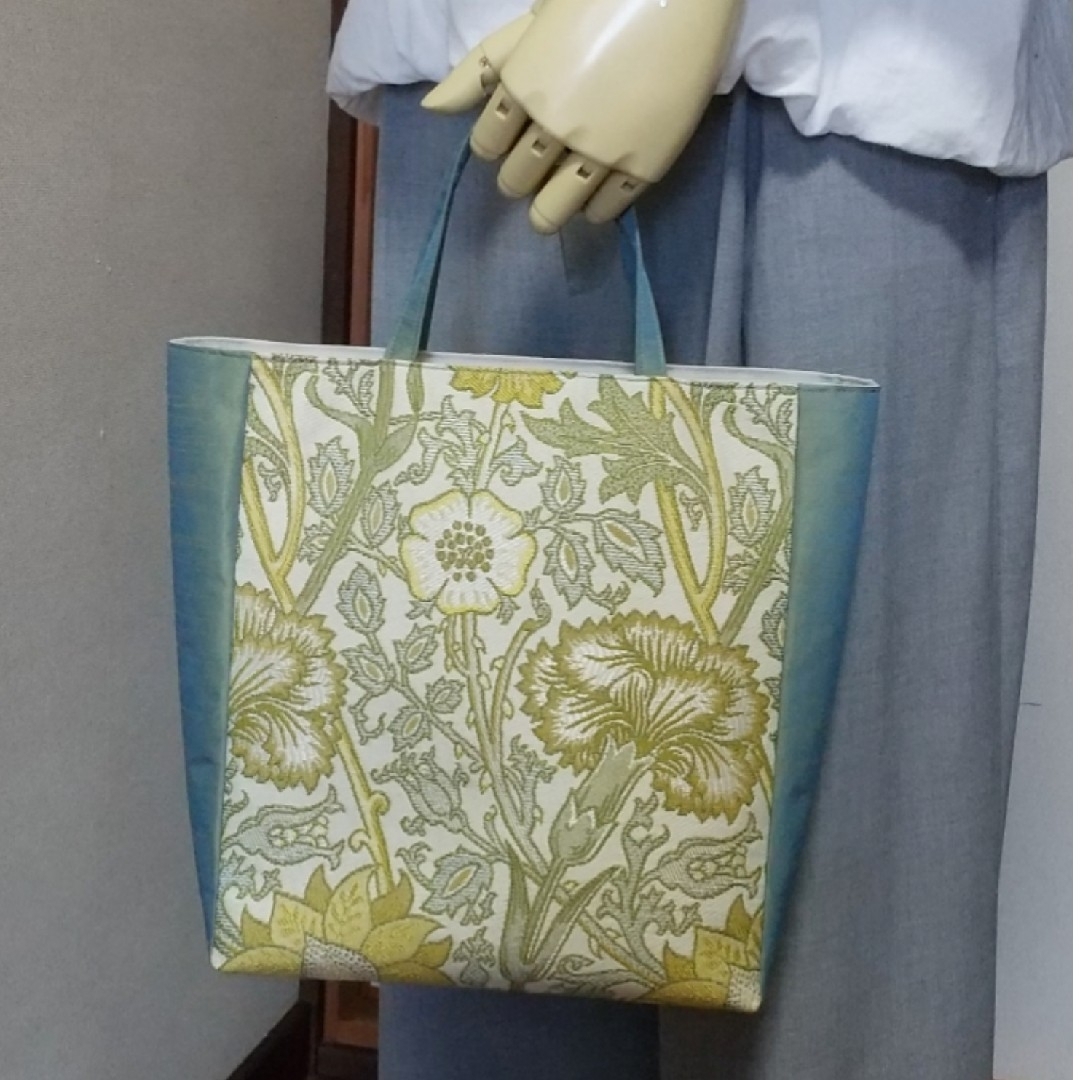 ハンドメイド  トートバッグ  ウィリアムモリス ピンク&ローズ 川島織物 ハンドメイドのファッション小物(バッグ)の商品写真